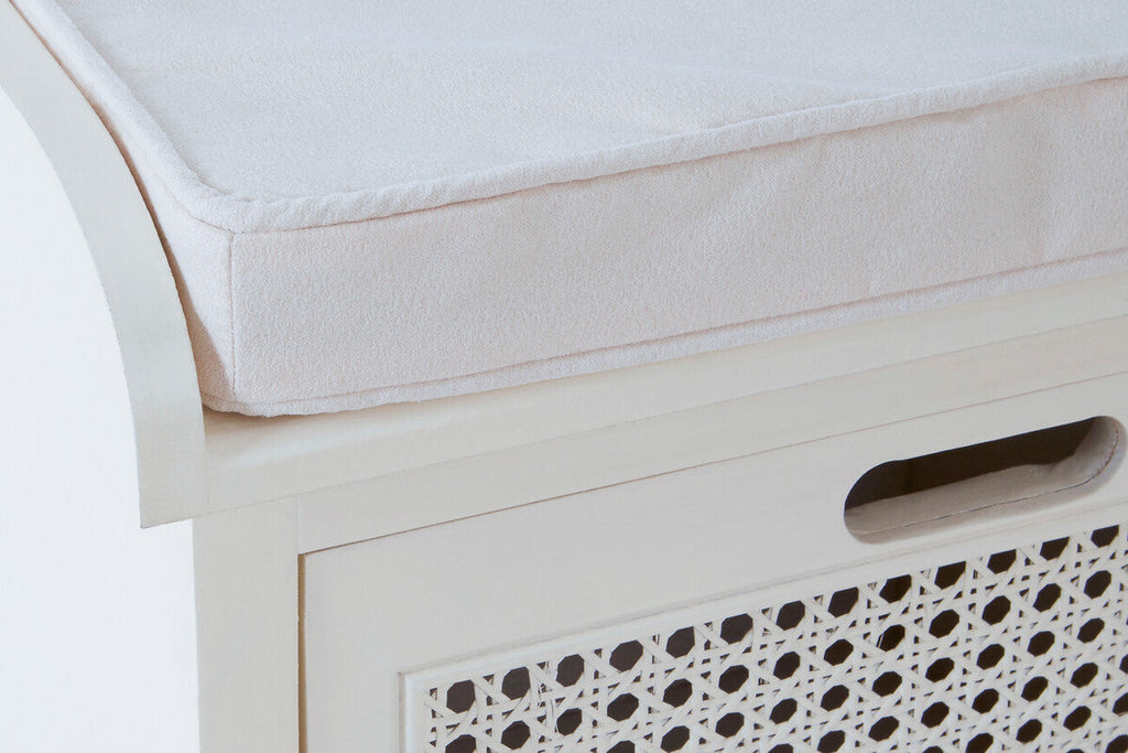 Heritage White Rattan Storage Bench with 3 Drawers