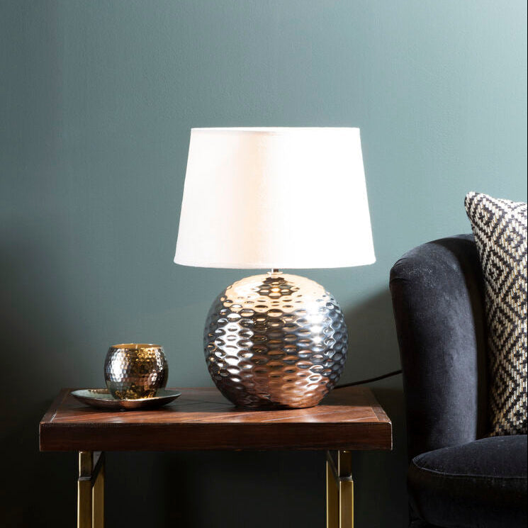 Amiya Dimple Table Lamp, Beige Shade