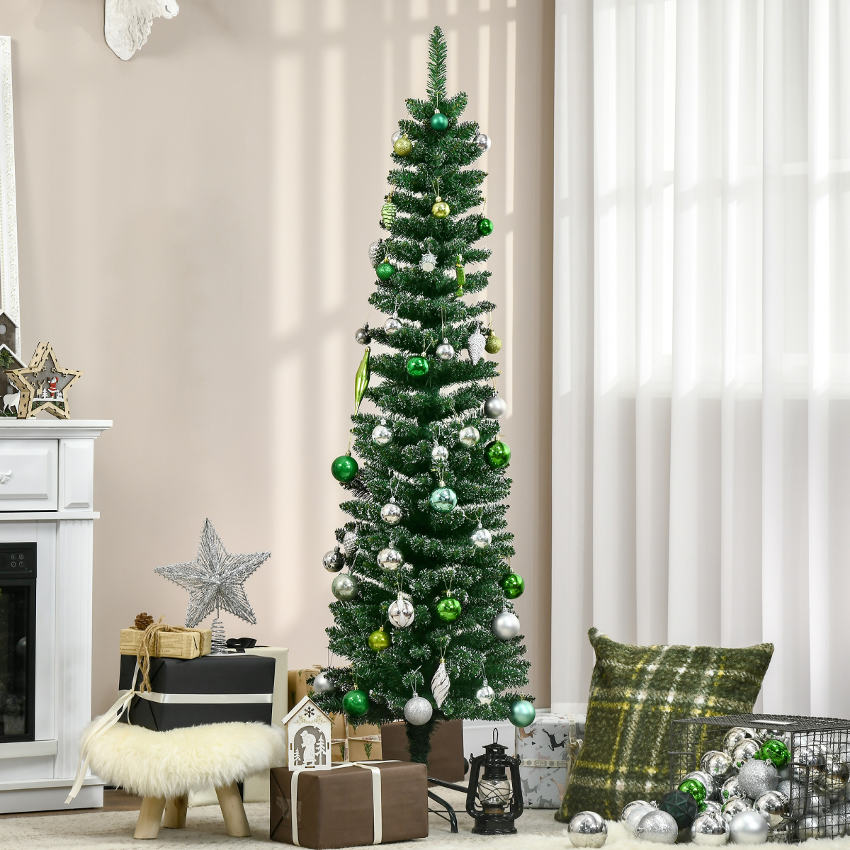 Snow Dipped Pencil Christmas Tree, 5.5ft