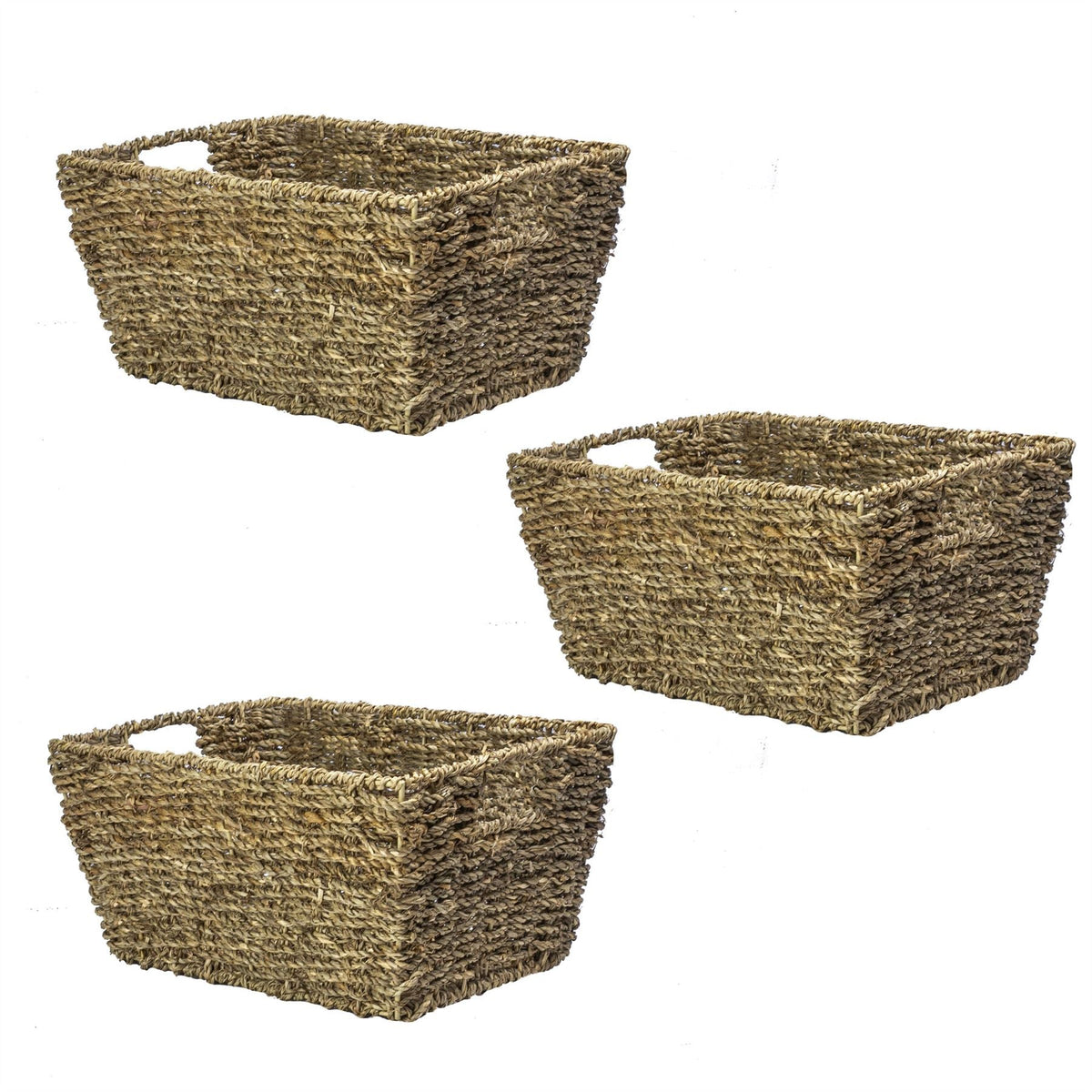 Natural Seagrass Storage Baskets, Set of 3