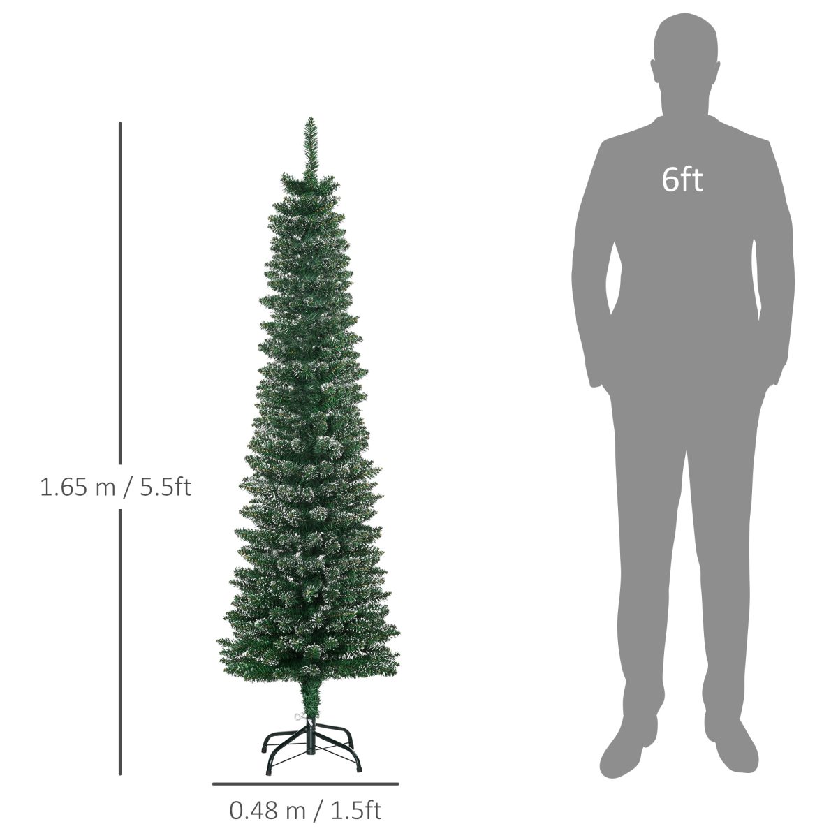Snow Dipped Pencil Christmas Tree, 5.5ft