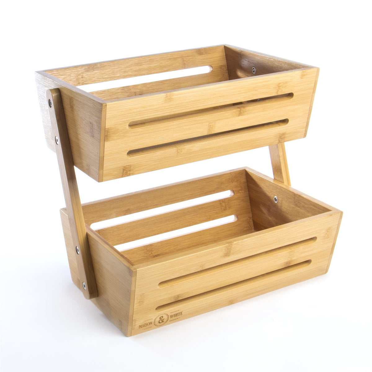 Bamboo 2-Tier Storage Basket