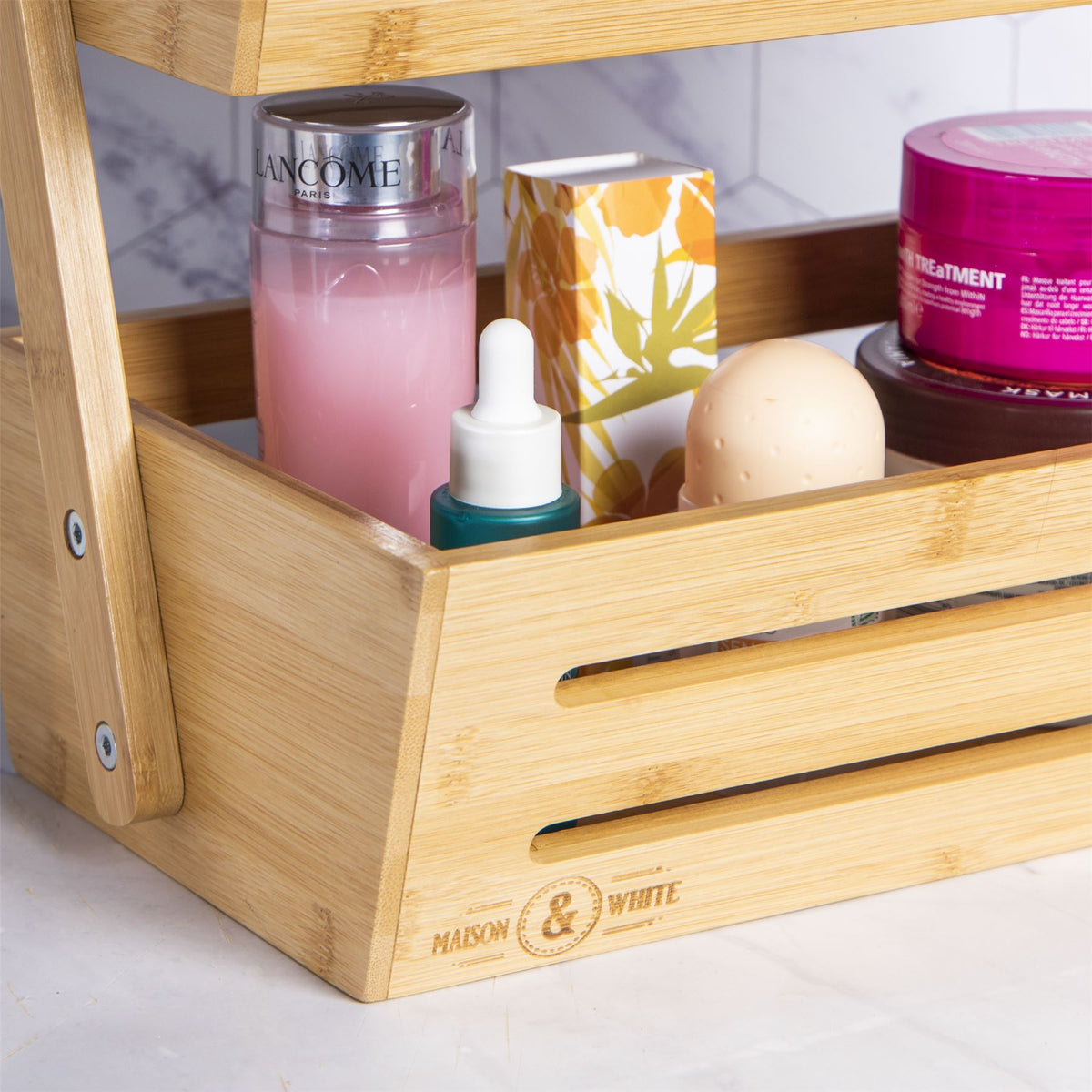 Bamboo 2-Tier Storage Basket