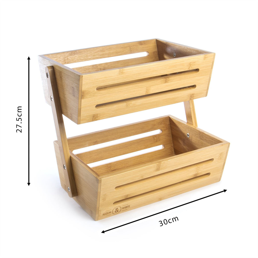Bamboo 2-Tier Storage Basket