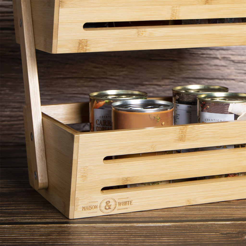 Bamboo 2-Tier Storage Basket