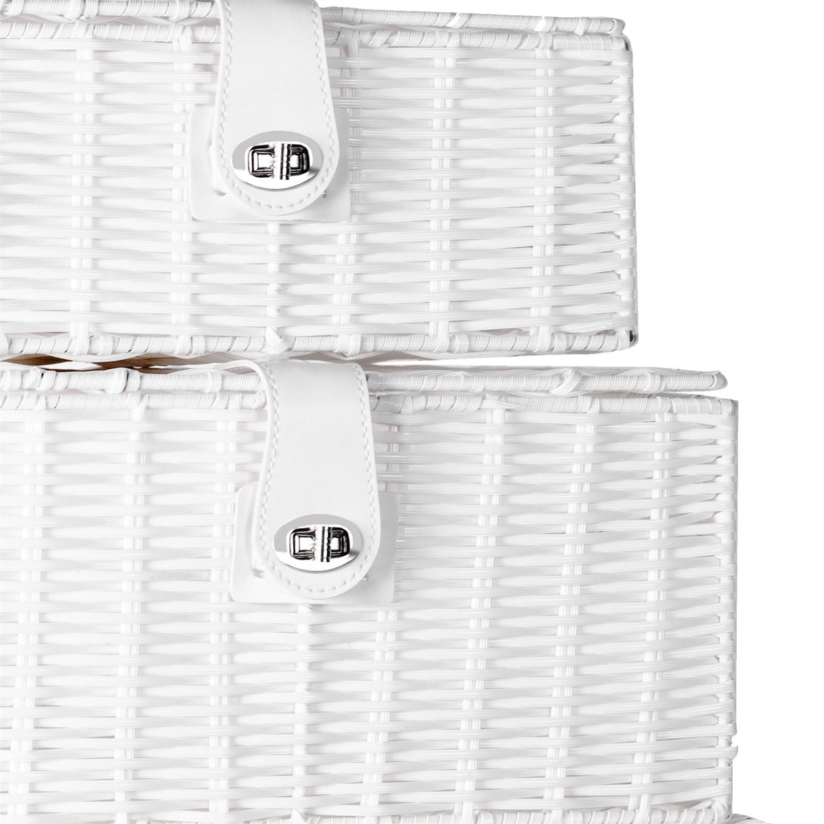 Resin Woven Storage Baskets, Set of 3, White