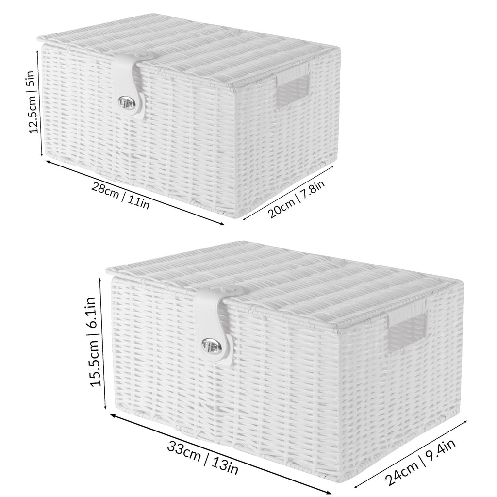 Resin Woven Storage Baskets, Set of 3, White