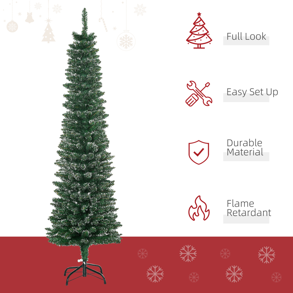 Snow Dipped Pencil Christmas Tree, 5.5ft