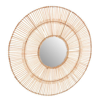 Natural Rattan Sunburst Wall Mirror