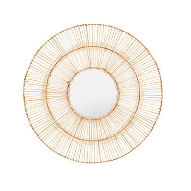 Natural Rattan Sunburst Wall Mirror