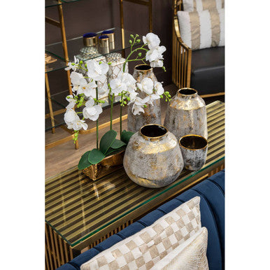 Large Grey and Gold Ceramic Vase