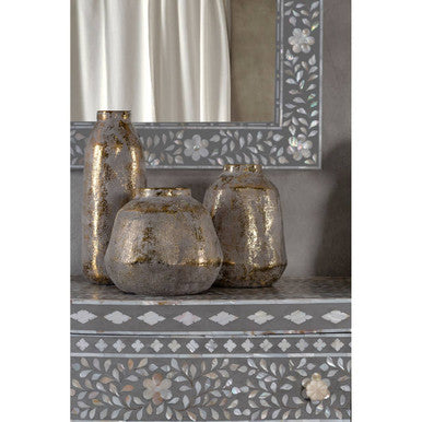 Large Grey and Gold Ceramic Vase