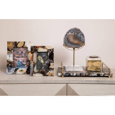 Black and Gold Agate Sculpture
