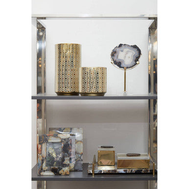 Black and Gold Agate Sculpture