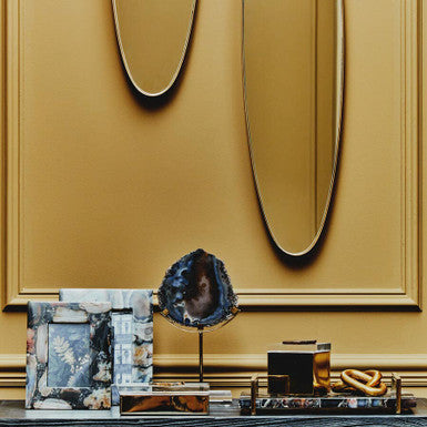 Black and Gold Agate Sculpture