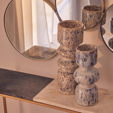 Large Beige Speckled Stoneware Vase