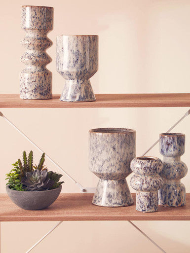 Large Beige Speckled Stoneware Vase