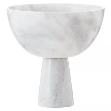 Large White Marble Pedestal Decorative Bowl