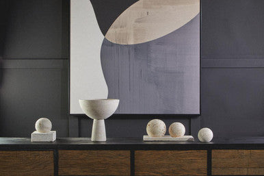 Travertine Pedestal Decorative Bowl