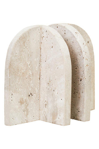 Travertine Arched Bookends, Set of 2