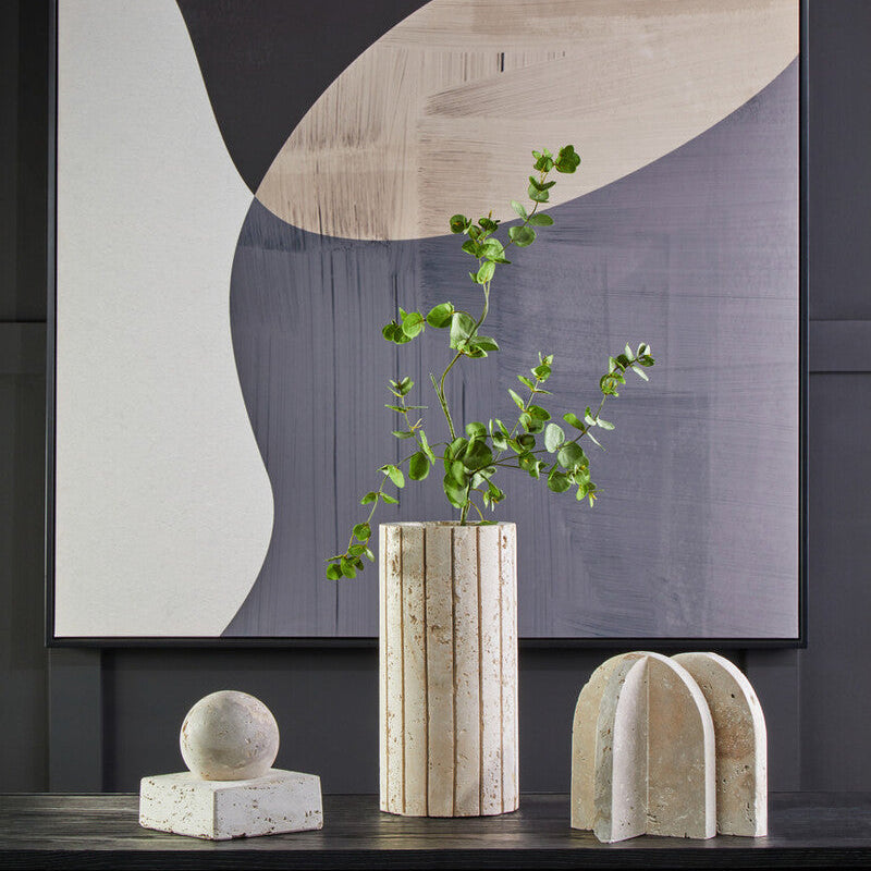 Travertine Arched Bookends, Set of 2