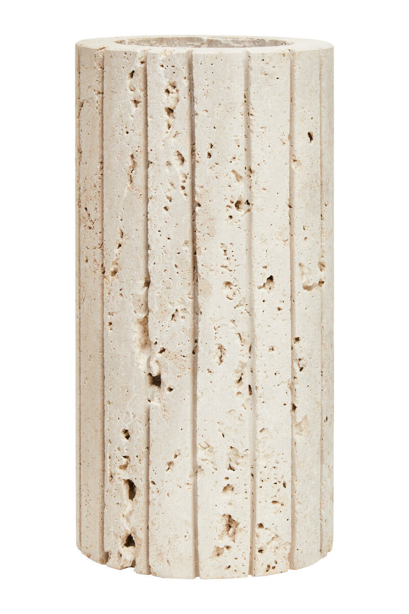 Travertine Ribbed Vase