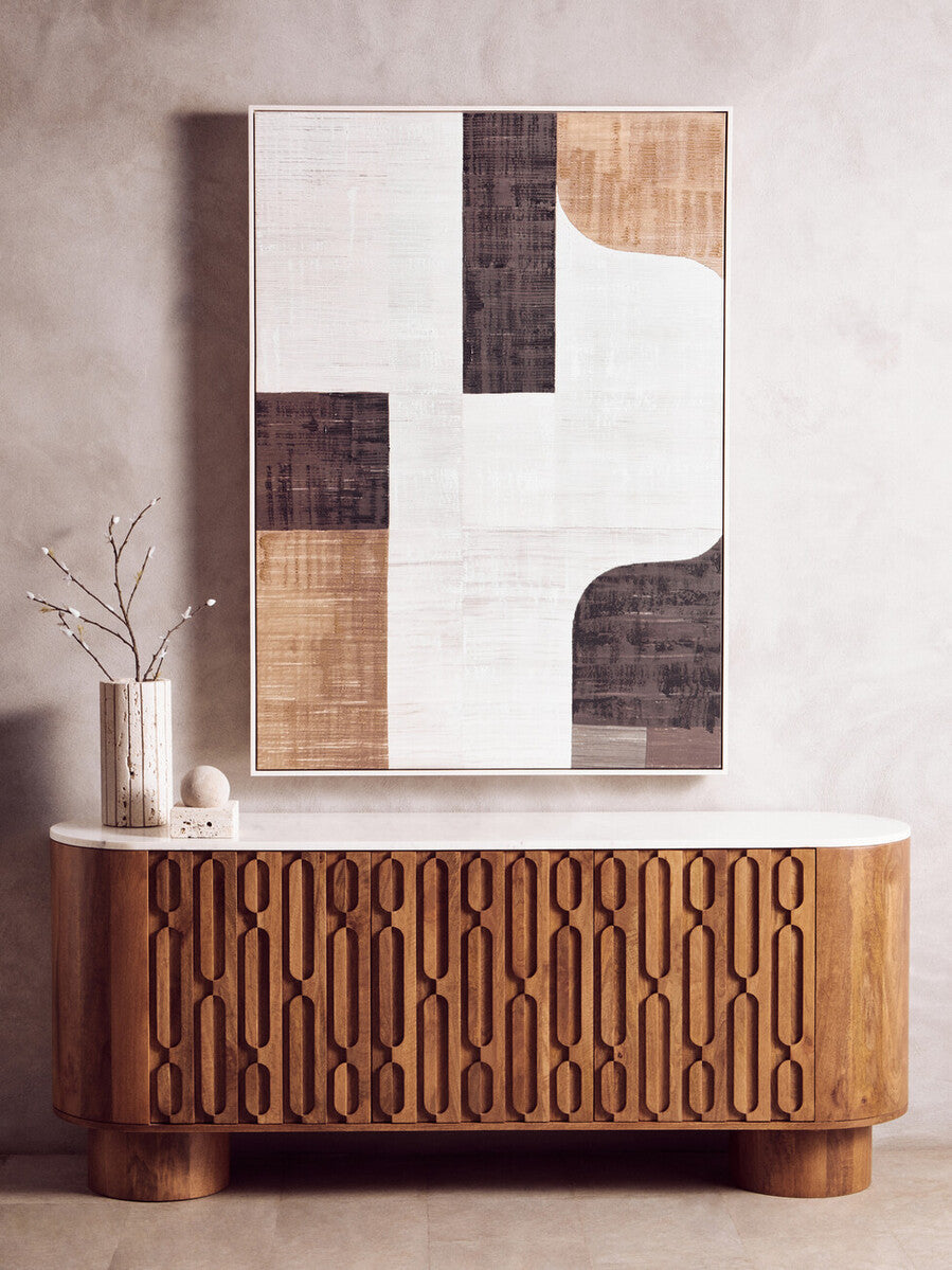 Travertine Ribbed Vase