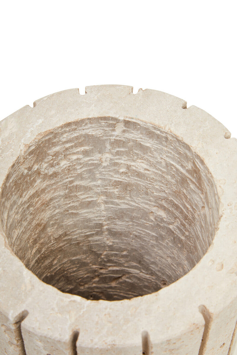 Travertine Ribbed Vase