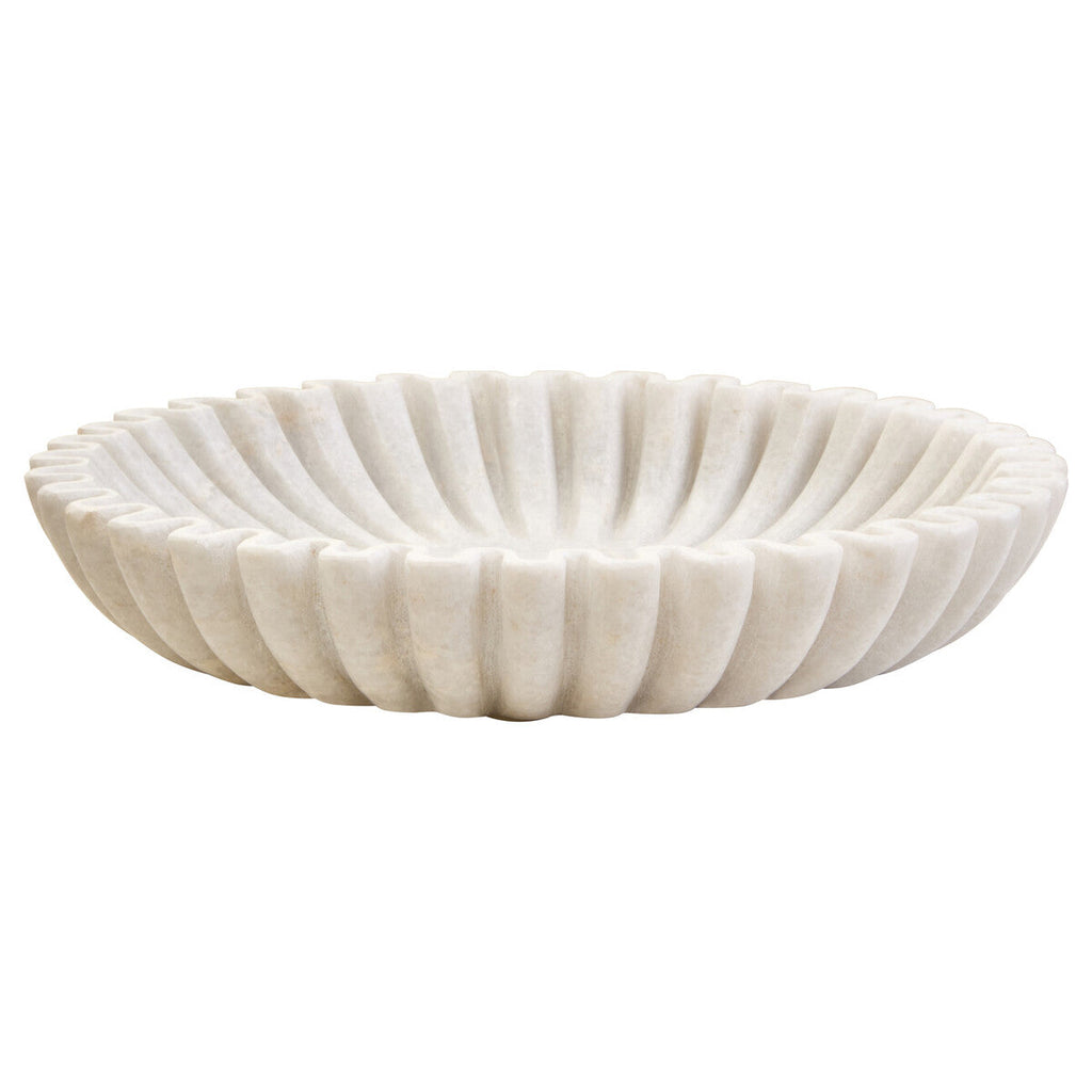 White Fluted Marble Decorative Bowl
