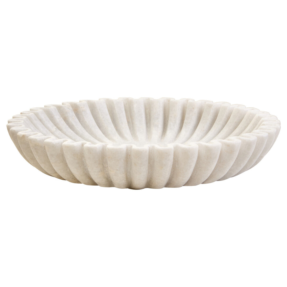 White Fluted Marble Decorative Bowl