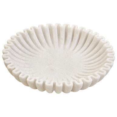 White Fluted Marble Decorative Bowl