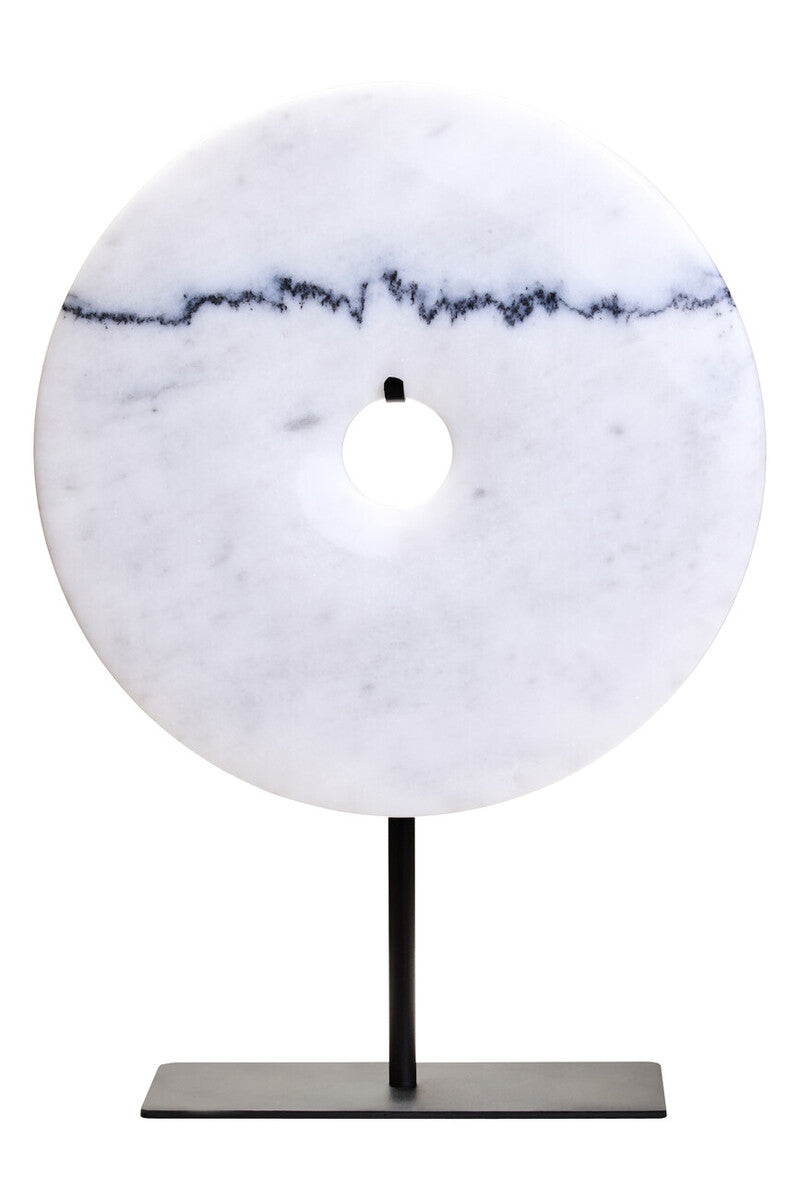 White Marble Disc Sculpture, 25cm
