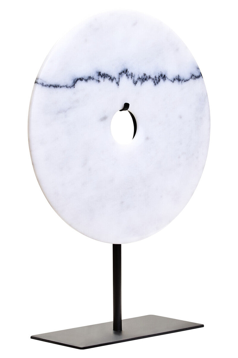 White Marble Disc Sculpture, 25cm