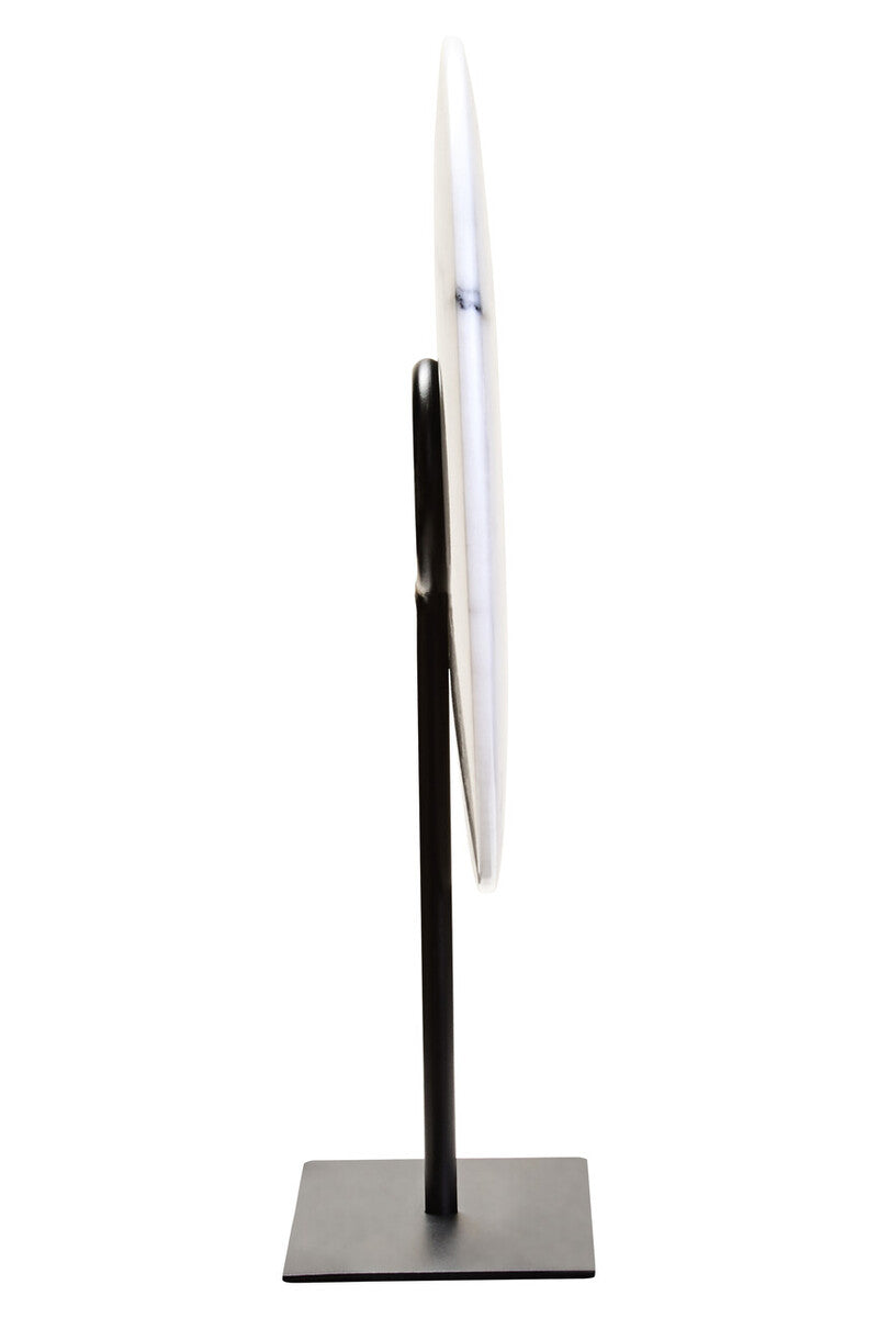 White Marble Disc Sculpture, 25cm