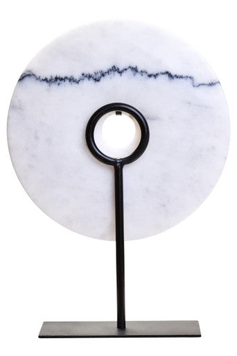 White Marble Disc Sculpture, 25cm