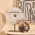 White Marble Disc Sculpture, 25cm
