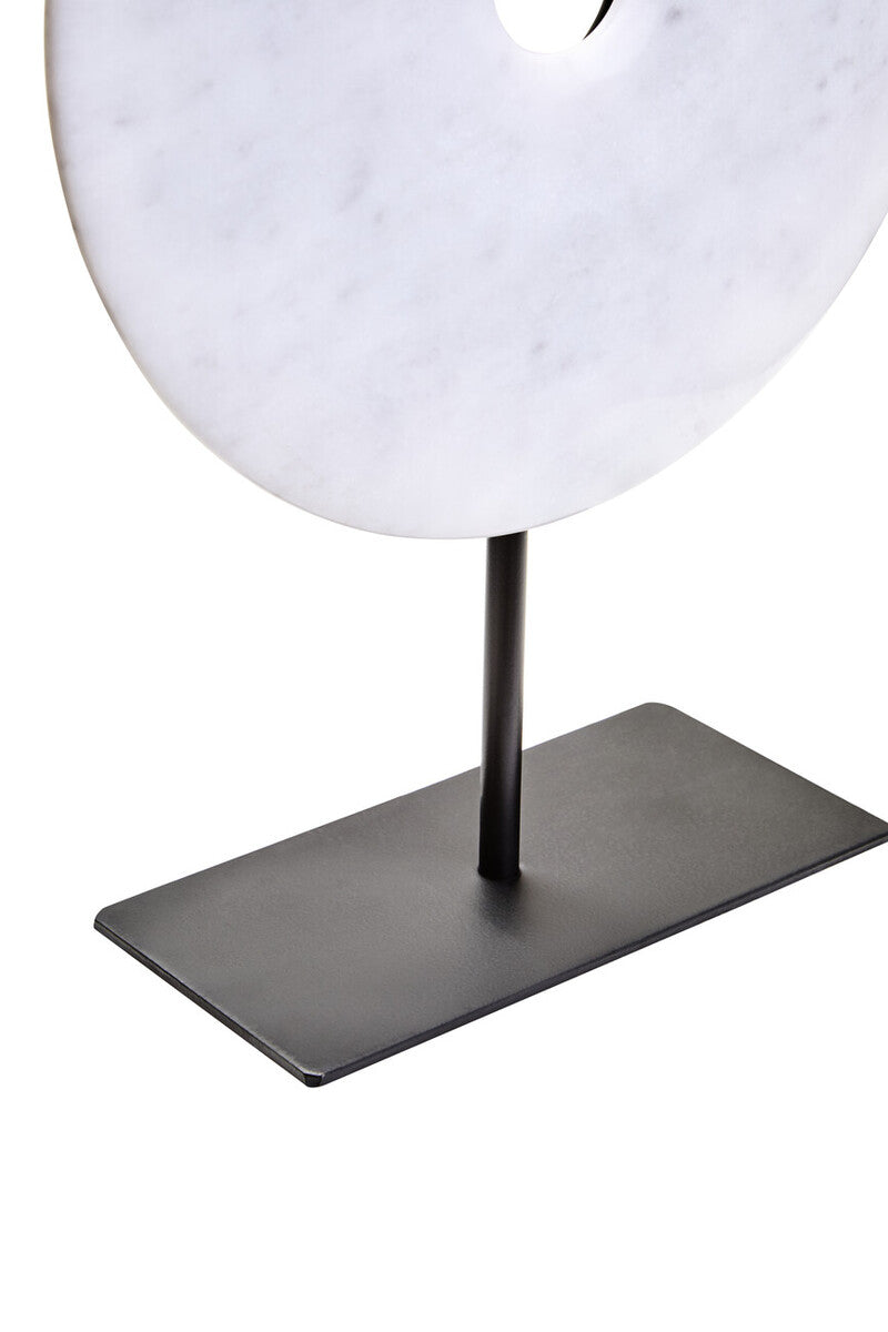 White Marble Disc Sculpture, 25cm