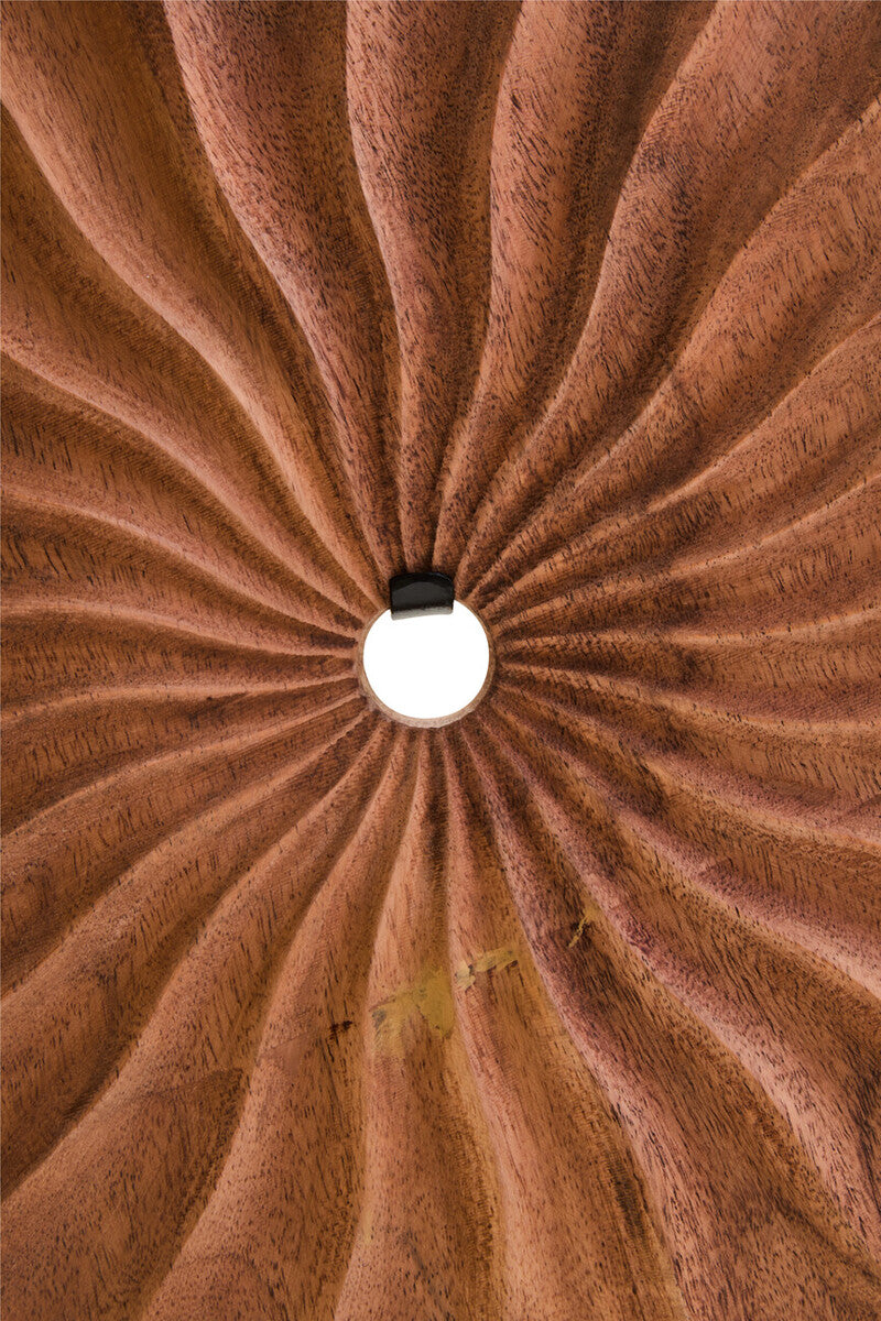 Natural Wood Round Sculpture on Travertine Base