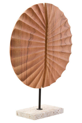 Natural Wood Sculpture on Travertine Base