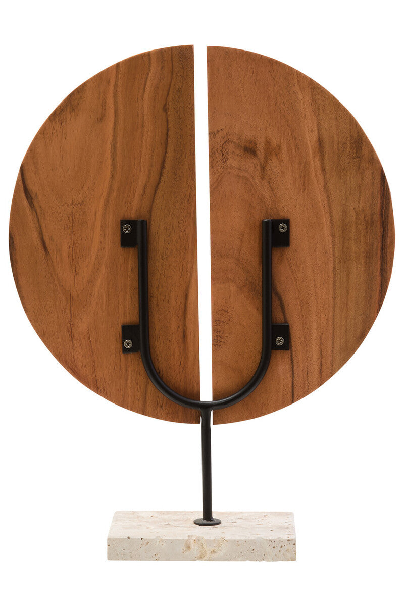 Natural Wood Sculpture on Travertine Base