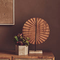 Natural Wood Sculpture on Travertine Base