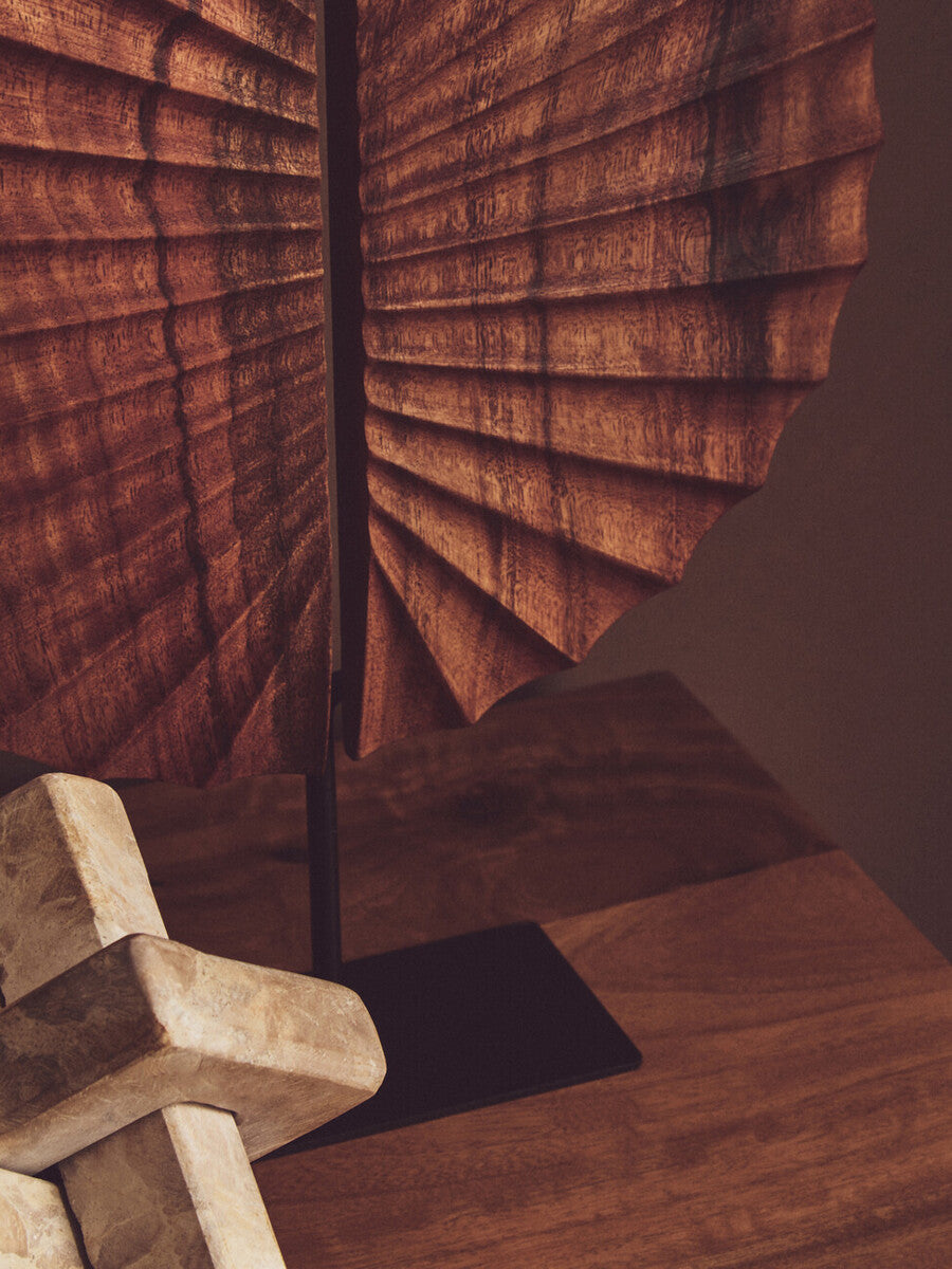Brown Wood Sculpture on Black Base