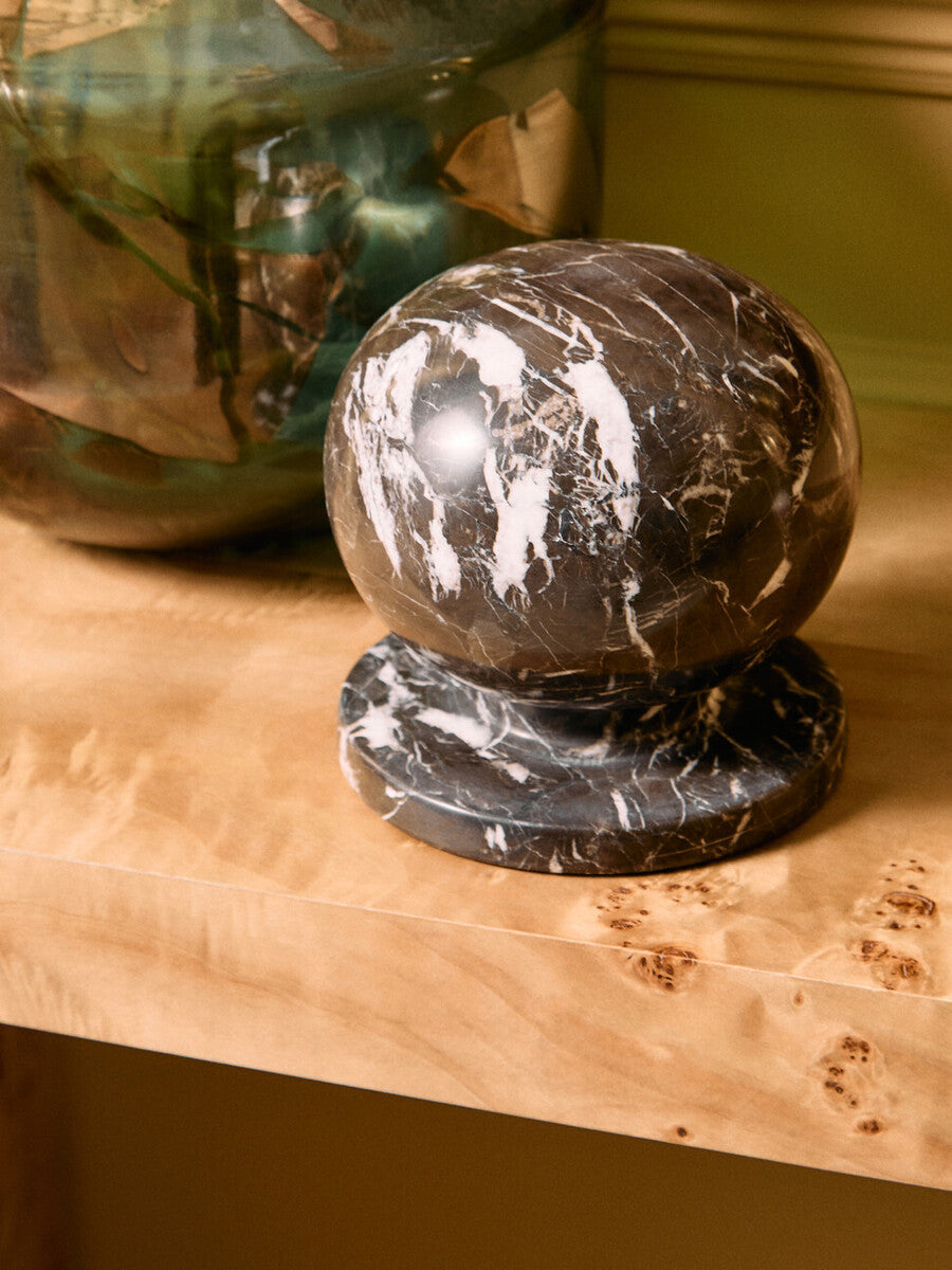 Black and White Marble Ball Sculpture