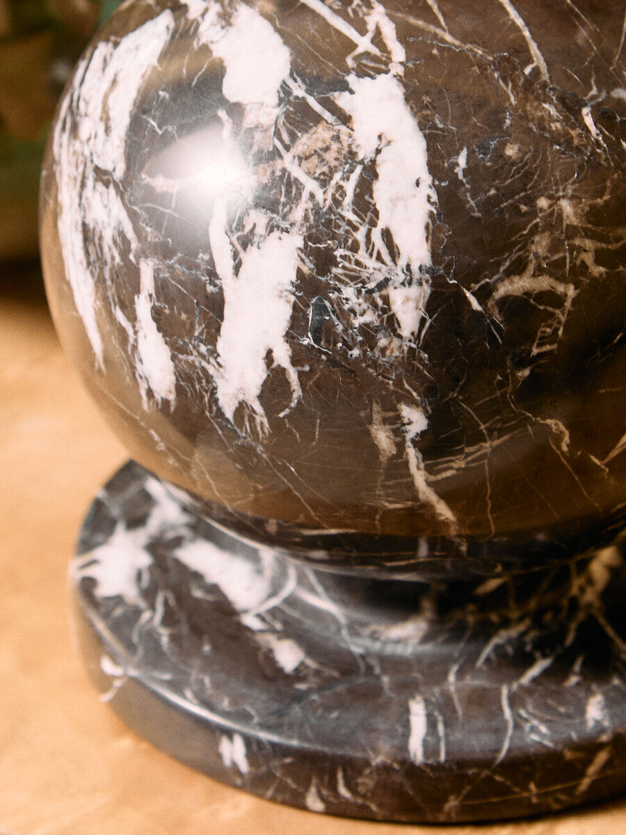 Black and White Marble Ball Sculpture