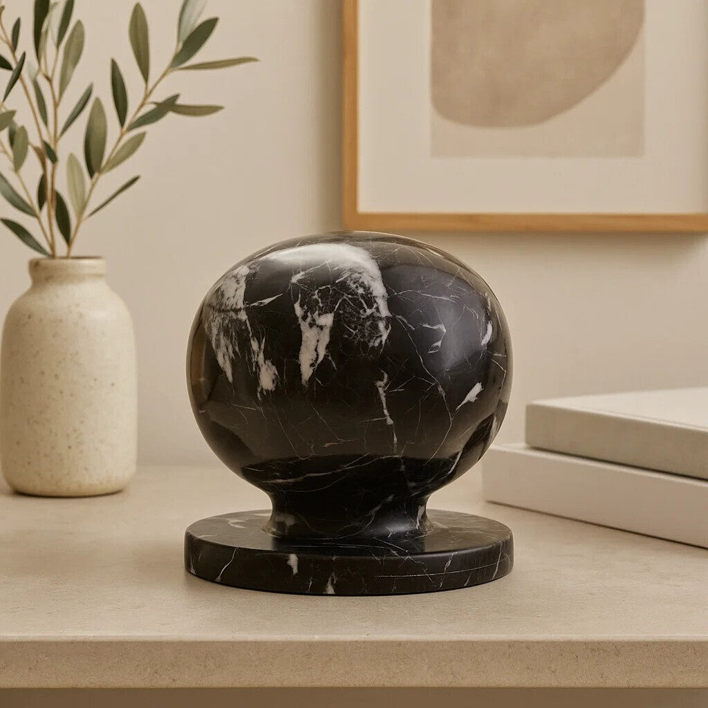 Black and White Marble Ball Sculpture