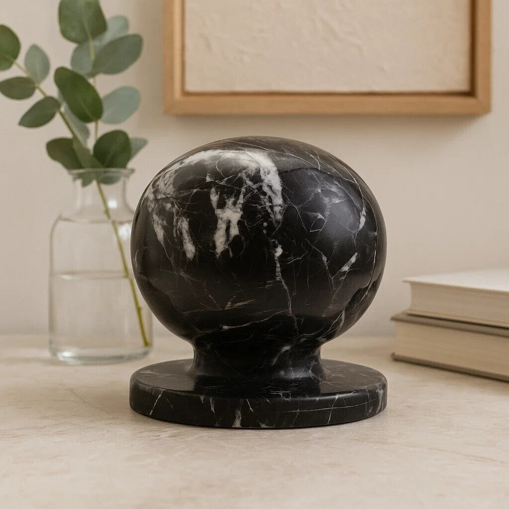 Black and White Marble Ball Sculpture
