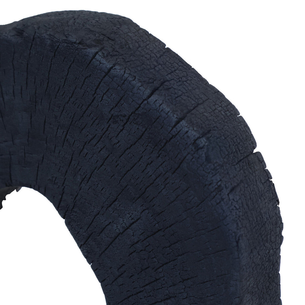 Black Mango Wood Sculpture on Travertine Base