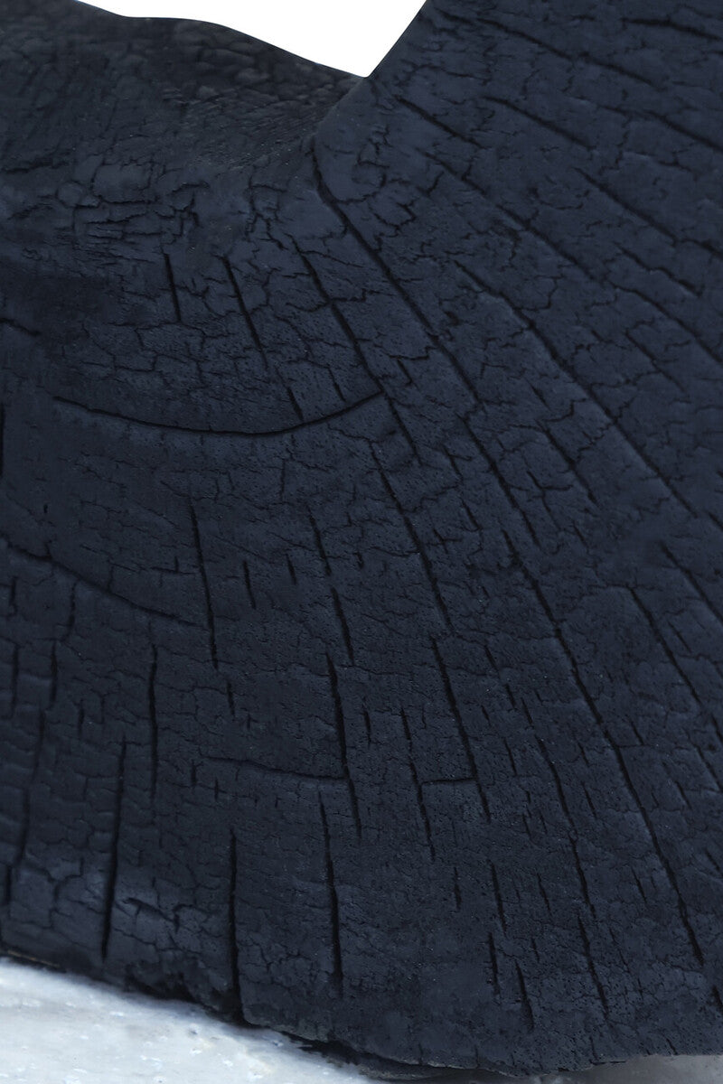 Black Mango Wood Sculpture on Travertine Base