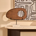 Natural Wood Horizontal Sculpture on Travertine Base