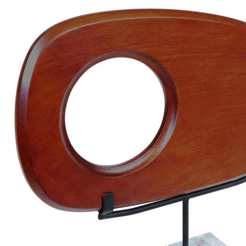 Natural Wood Horizontal Sculpture on Travertine Base